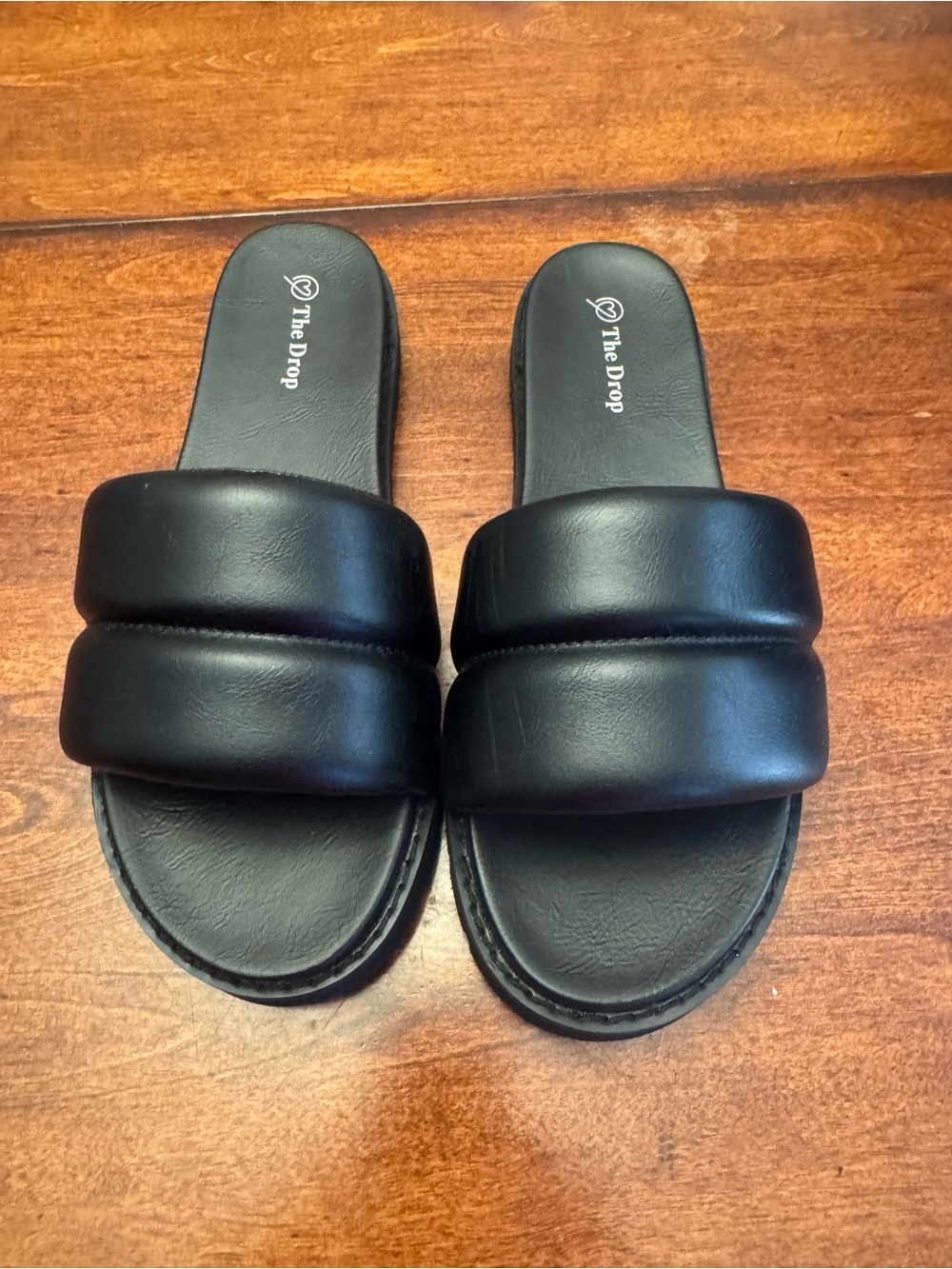 The Drop Black Double Strap Padded Slide Sandals Size 9 - Picture 2 of 6